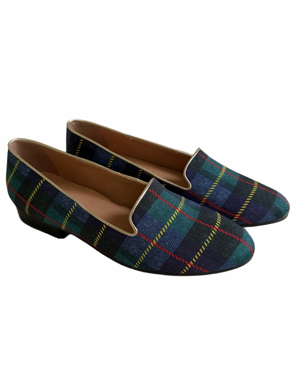 Jack Rogers Ginny Plaid Loafer
Metallic Piping Flats Slip On Size 7.5 Like New